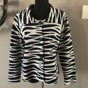 Chico’s animal print jacket, black/white, size (1)